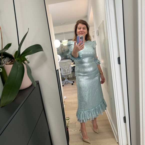 Chic Light Blue Ruffle Sleeve Dress - Picture 3 of 6